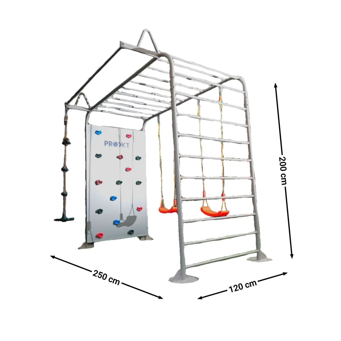 Outdoor Zip line with wall climb and monkeybar