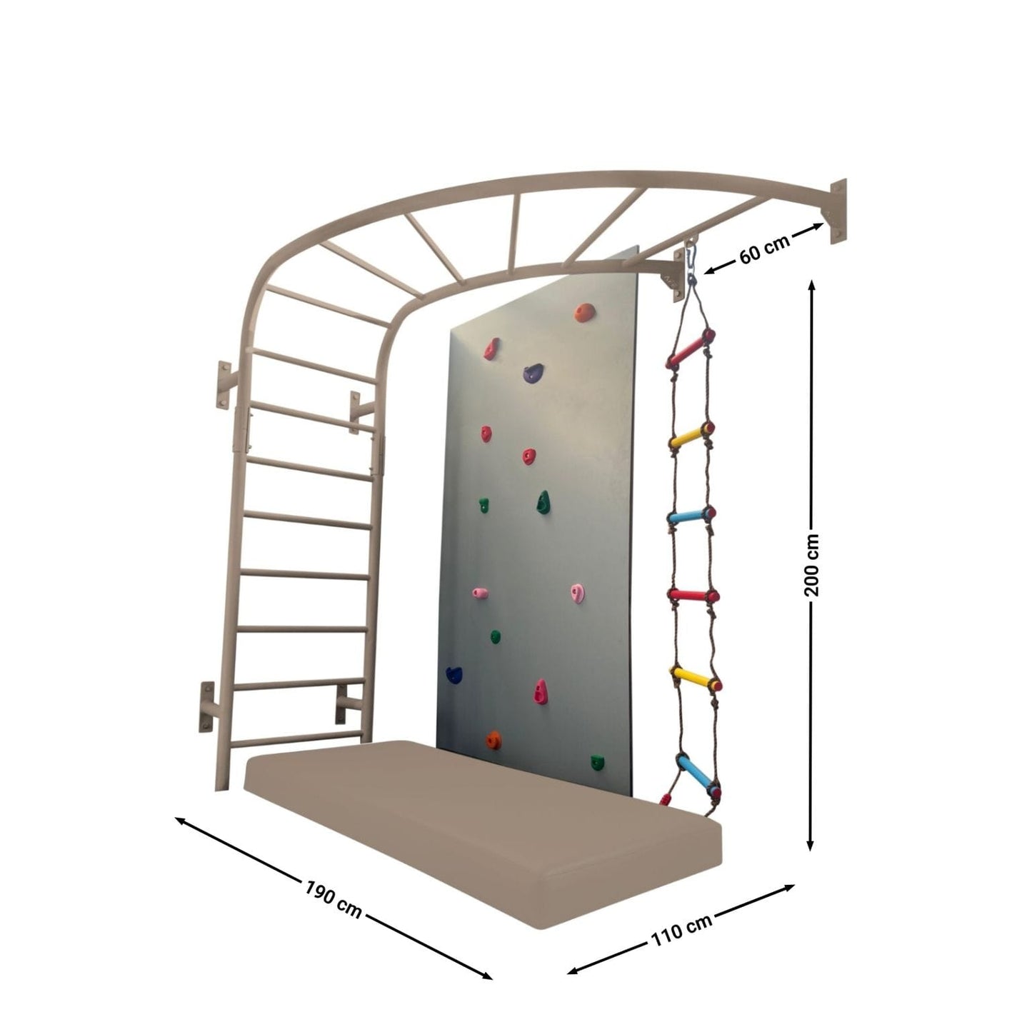 Corner monkey bar with climbing board